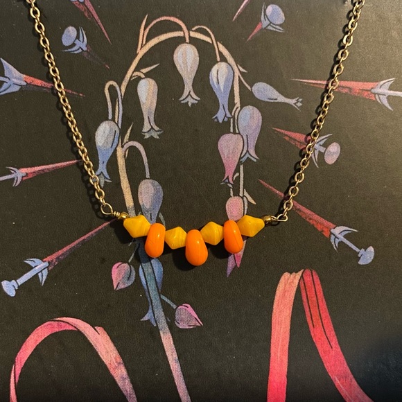 NWT yellow/orange porcelain beads on gold findings. Delicate with a statement. - Picture 2 of 5